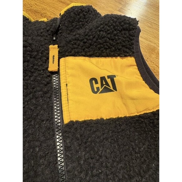 CATERPILLAR Boys Fleece Vest Black Yellow Warm Winter Outdoor Size 24 Months - Picture 3 of 7